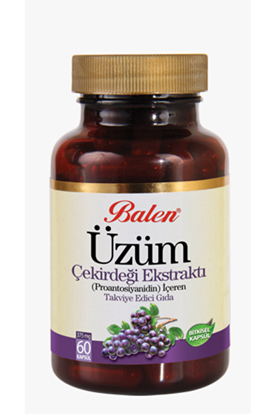 Üzüm Çekirdeği Ekstraktı ( Proantsiyanidin) İçeren Takviye Edici Gıda 375 Mg*60