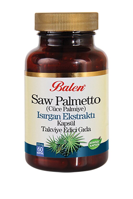 Saw Palmetto ( Cüce Palmiye ) Isırgan Ekstraktı 375mg* 60 Kapsül 3 Adet