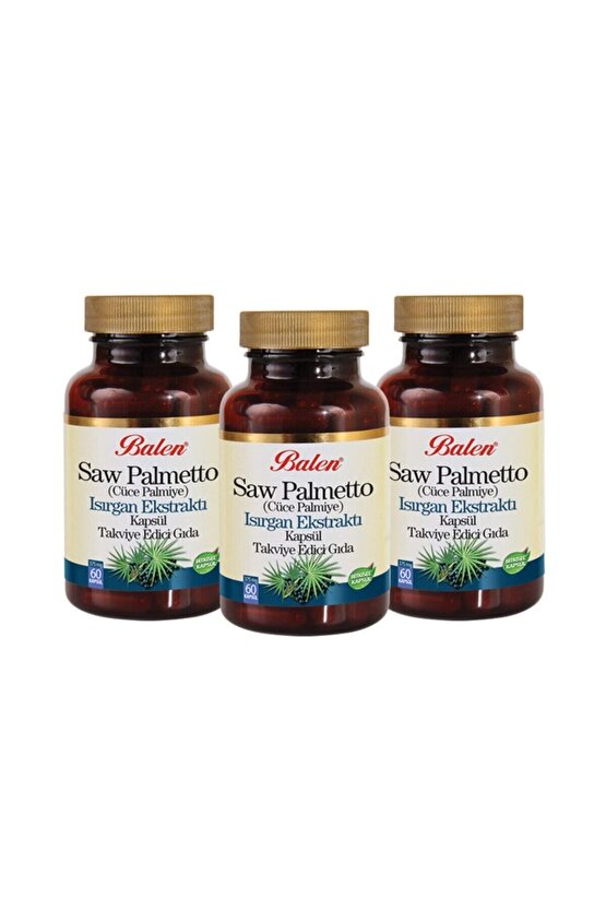 Saw Palmetto Cüce Palmiye Isırgan Ekstraktı 60 Kapsül X 3 Adet