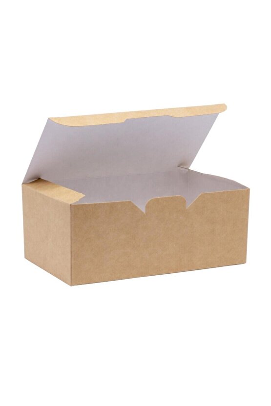 Natural Kraft Soğan HalkasıNugget Kutusu Orta Boy 17.5x10x7 Cm 1000 Adet