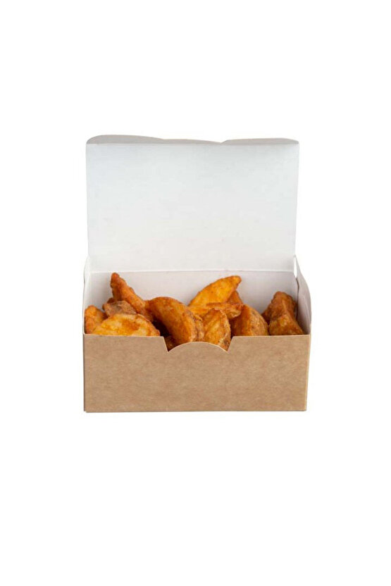 Natural Kraft Soğan HalkasıNugget Kutusu Küçük Boy 12x8x6 Cm 100 Adet