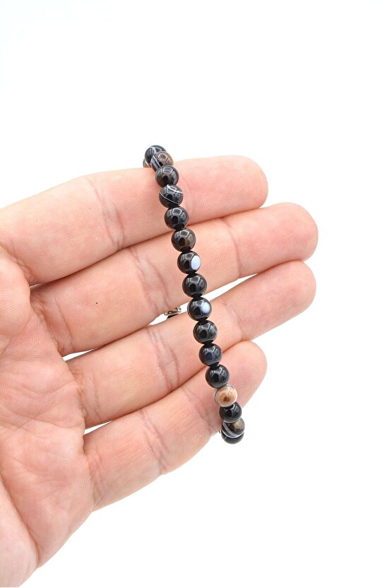 Hakiki Doğal Süleymaniye Göz Akik Taşı Bileklik 6 Mm