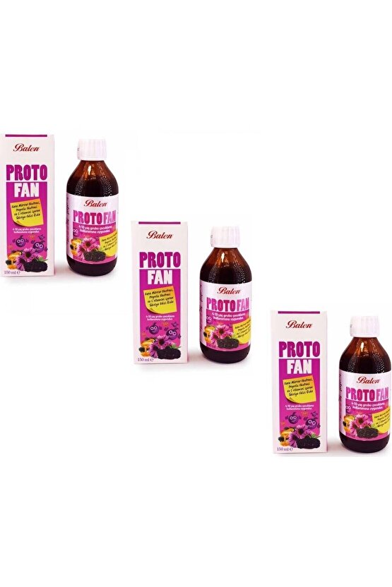 Protofan Kara Mürver Ekstresi Propolis Ekstresi Ve C Vitamini 150 ml 3 Adet