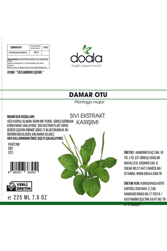 Damar Otu Ekstraktı 225 ml | Sinir Otu