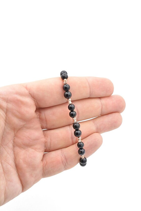 Makrome Model Hakiki Şungit Taşı Bileklik 6 Mm