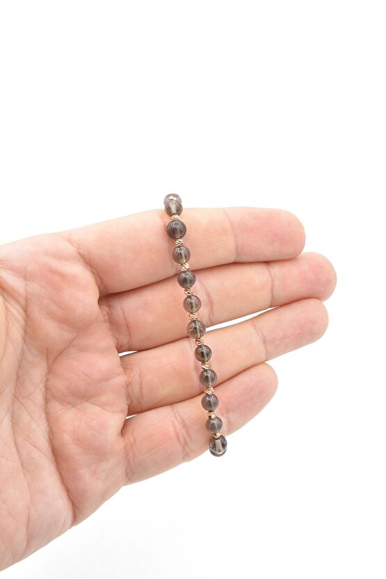 Makrome Model Hakiki Moldavit Taşı Bileklik 6 Mm
