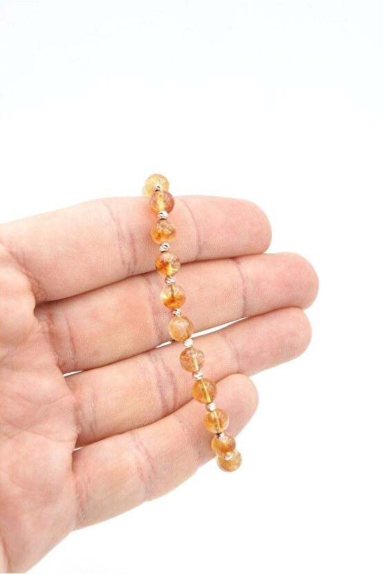 Makrome Model Hakiki Sitrin Taşı Bileklik 6 Mm