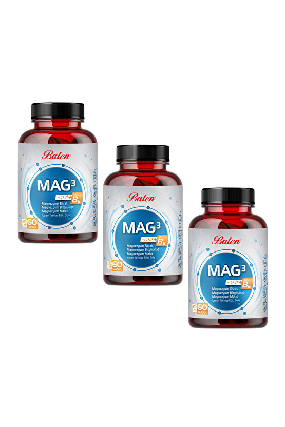 Mag 3 Magnezyum Sitrat & Bisglisinat & Malat 679 Mg 60 Kap. X 3 Adet