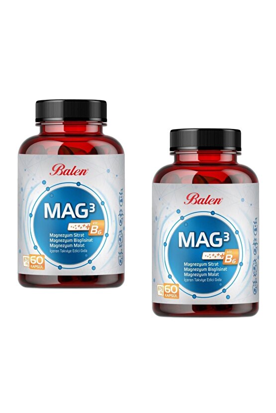 Mag 3 Magnezyum Sitrat & Bisglisinat & Malat 679 Mg 60 Kap. X 2 Adet