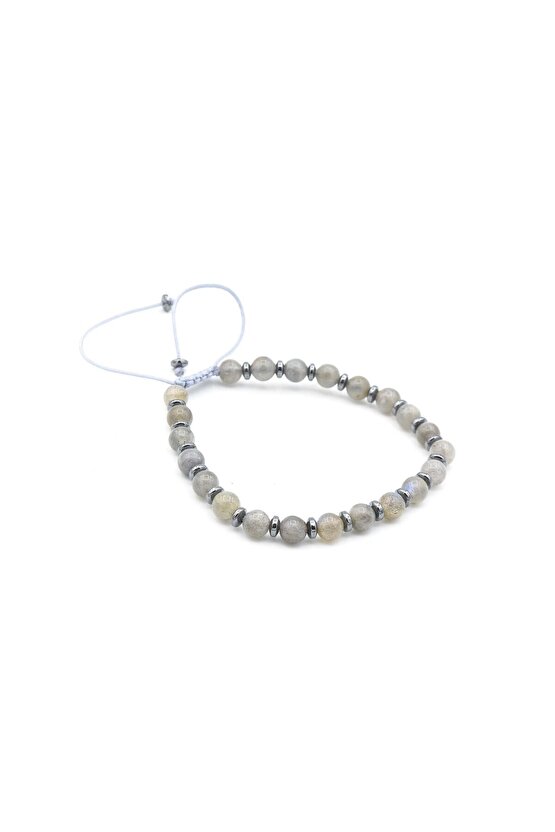 Makrome Model Hakiki Labradorit Taşı Bileklik 5.5 Mm