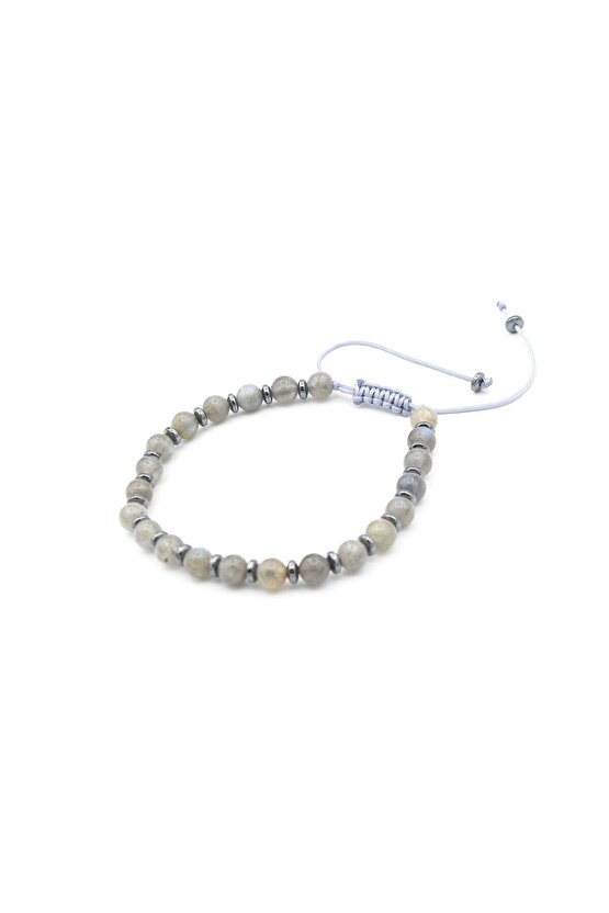 Makrome Model Hakiki Labradorit Taşı Bileklik 5.5 Mm