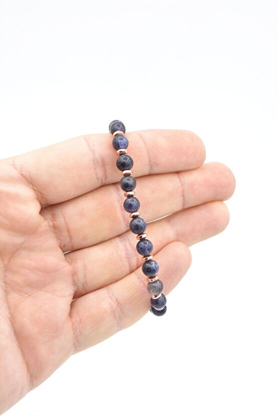 Makrome Model Hakiki İyolit Taşı Bileklik 6 Mm