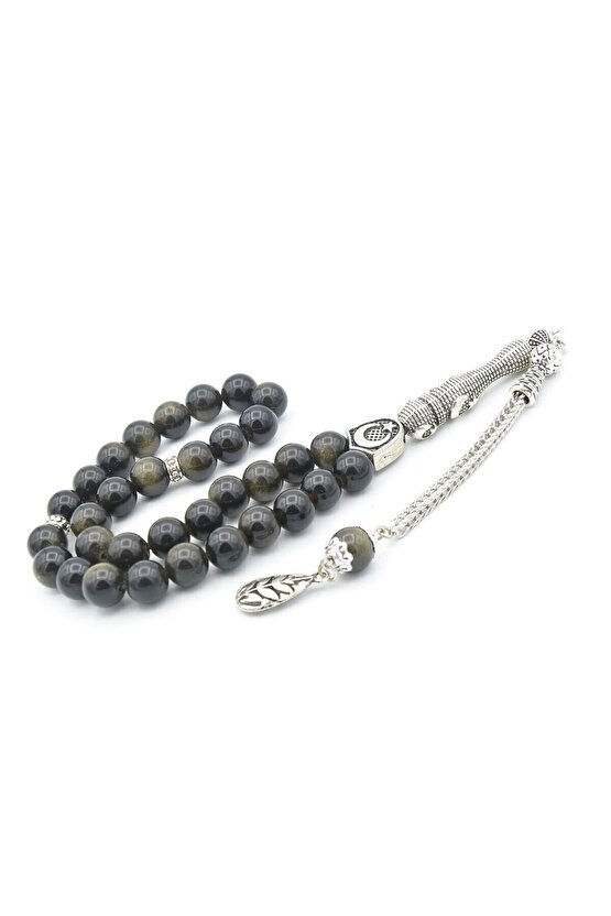 Hakiki Doğal Rainbow Obsidyen Taşı Tesbih 8 Mm