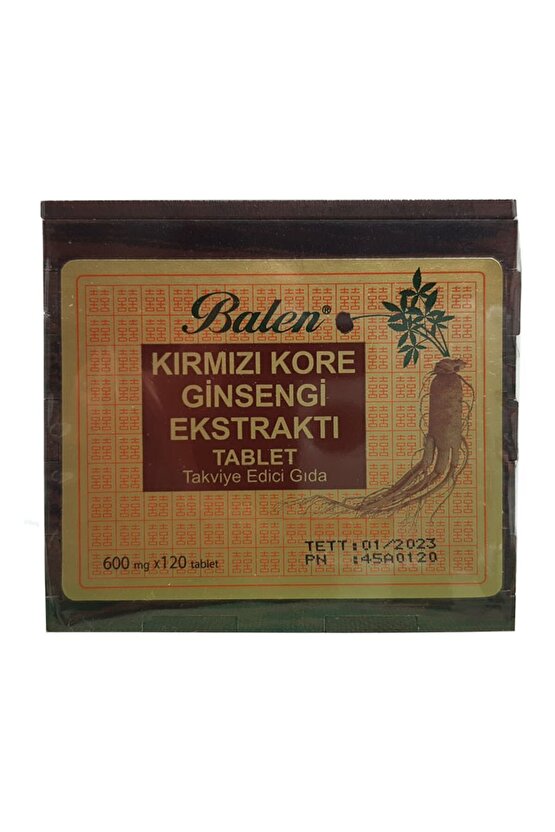 Tahta Kutu Kırmızı Kore Ginseng 600 Mg 120 Tablet 2 Adet