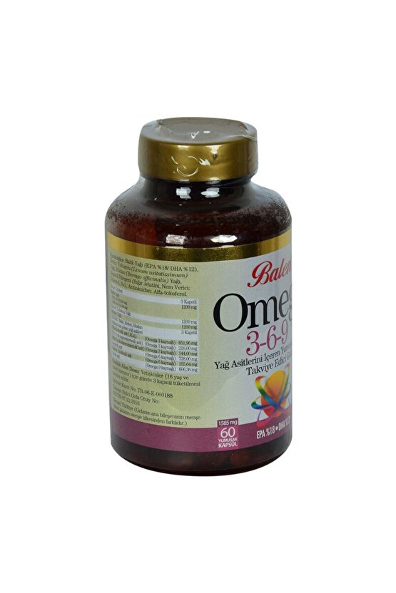 Omega 3-6-9 1585 Mg X 60 Yumuşak Kapsül Epa-18 Dha-12
