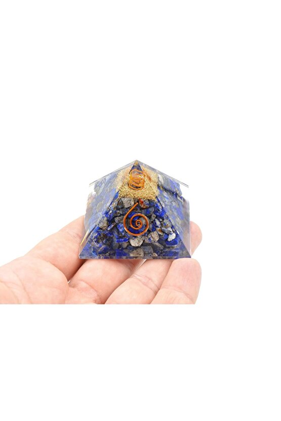 Hakiki Doğal Lapis Lazuli Taşlı Orgonit Piramit