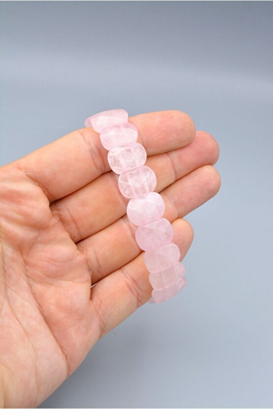 Model Hakiki Doğal Pembe Kuvars Taşı Bileklik