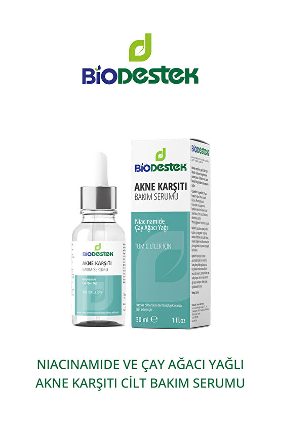 Akne Karşıtı, Niacinamide Ve Çay Ağacı Yağlı Cilt Bakım Serumu 30 ml