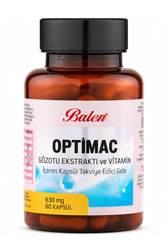 OPTİMAC GÖZOTU EKST. VE VİT. İÇEREN KAPSÜL 630 MG*60