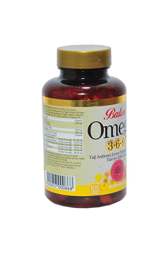 Omega 3-6-9 1585 mg X 100 Yumuşak Kapsül
