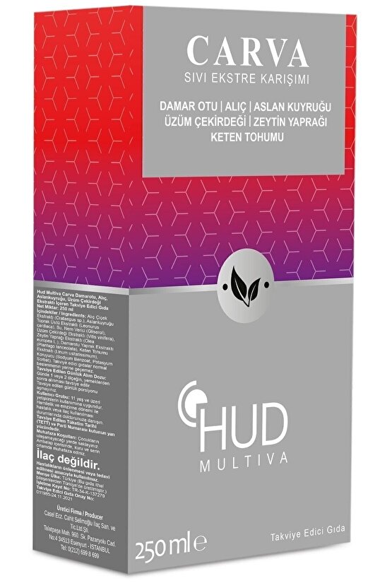 Multiva Carva  Alıç, Üzüm Çekirdeği, Damar Otu, Keten Tohumu Takviye Edici Gıda 250 ml
