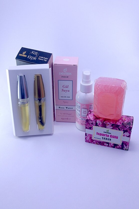 3 Lü Kaş Ve Kirpik Yağ Seti _doğal Gülsuyu 150 Ml_ısparta Gül Sabunu 150 gr