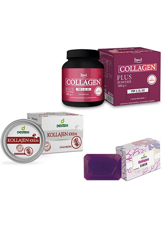 Kollajen 3lü Set Toz Kollajen 300gr+kollajen Krem 50gr+kollajen Sabun 150gr
