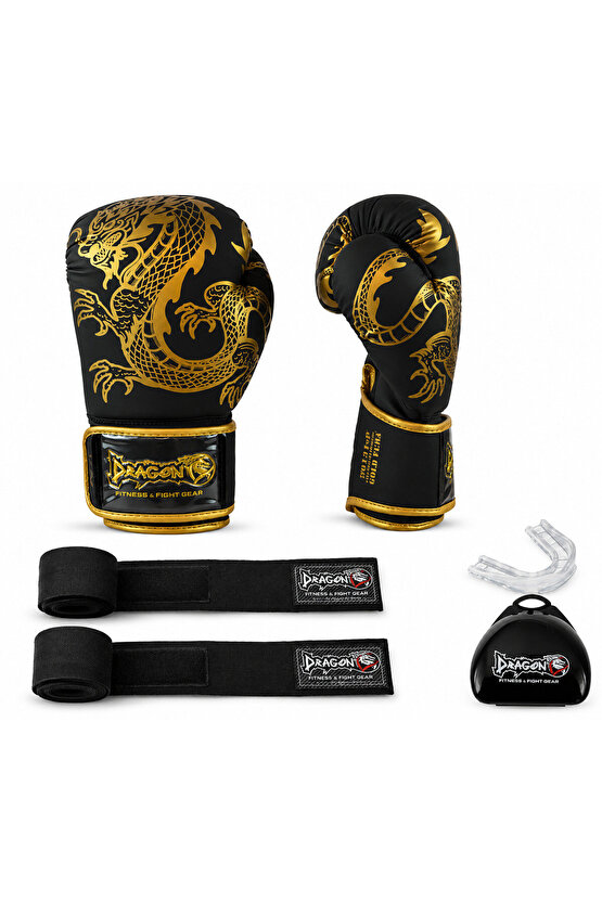 Gold Fury Boks Eldiveni Muay Thai Kick Boks Eldiveni 3.5mt Elite Elastik El bandajı ve Dişlik