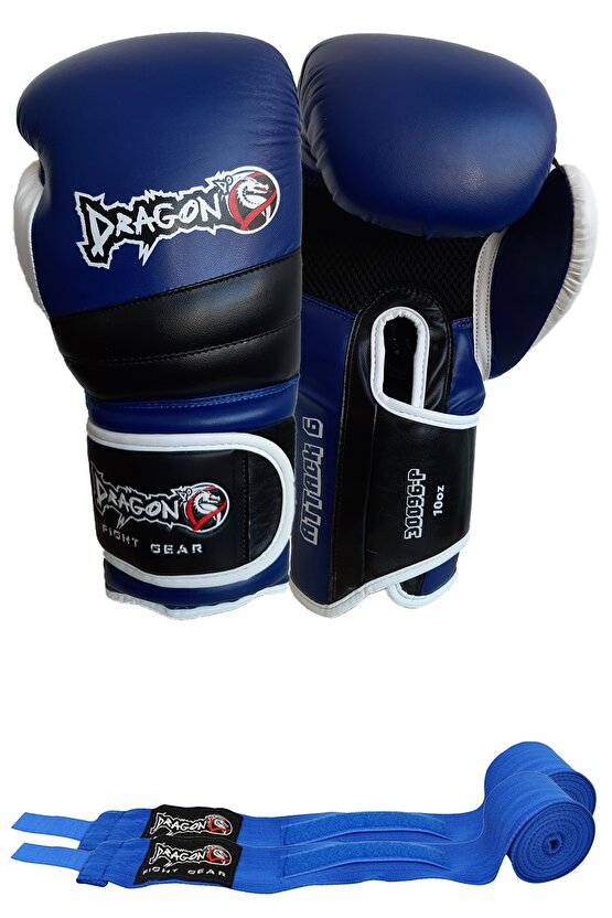 Mavi Renk Attack 6 Boks Eldiveni Kick Boks Muay Thai Boks Eldiveni Ve Bandaj  2li Set