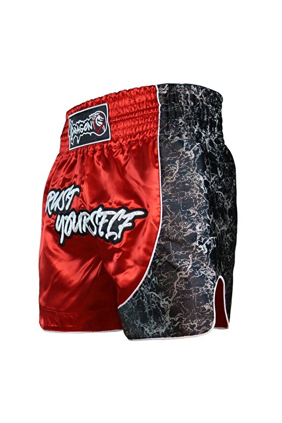 MT3409 Trust Yourself Kırmızı Muay Thai Kick Boks Şortu