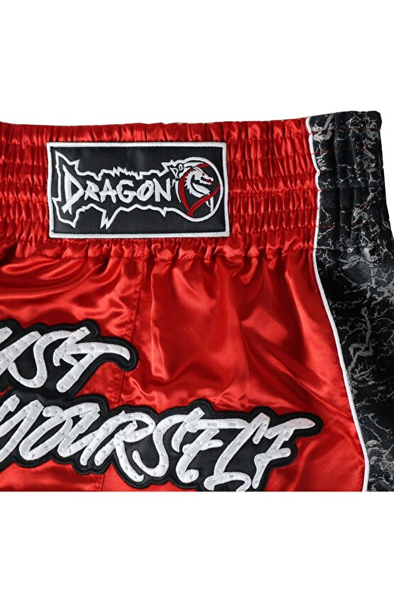 MT3409 Trust Yourself Kırmızı Muay Thai Kick Boks Şortu
