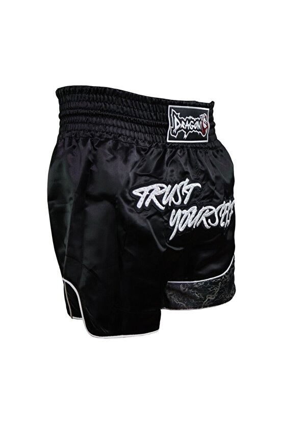 MT3408 Trust Yourself Siyah Muay Thai Kick Boks Şortu