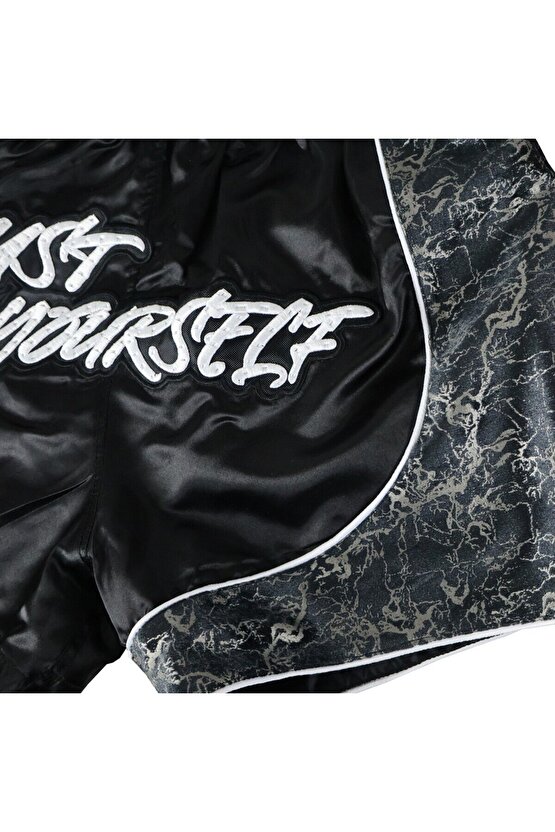 MT3408 Trust Yourself Siyah Muay Thai Kick Boks Şortu