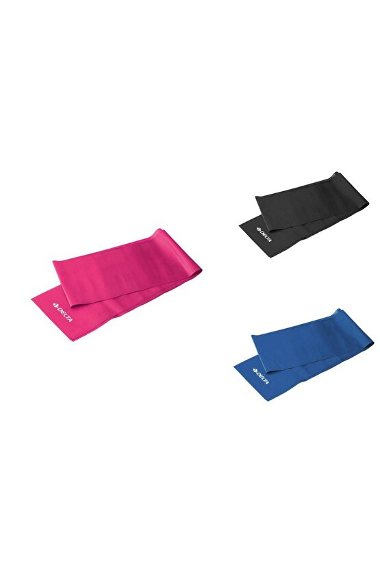 3 lü Pilates Bandı 120 cm x 15 cm Egzersiz Direnç Lastiği (Uç Kısmı Açık)