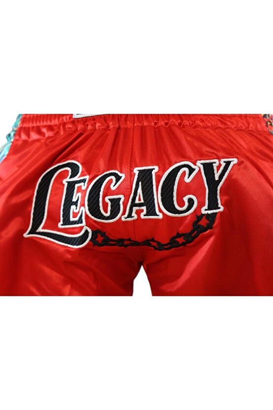 Dragon KB356 Legacy Kick Boks Şortu Muaythai Şortu 3,5 Mt Kırmızı Bandaj ve Dişlik 3 lü Set