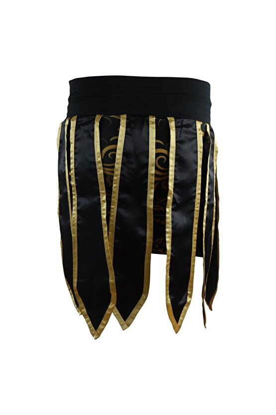 MT3031 Muay Thai Kick Boks Şortu Taytlı Püsküllü Şort Siyah