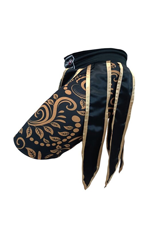 MT3031 Muay Thai Kick Boks Şortu Taytlı Püsküllü Şort Siyah