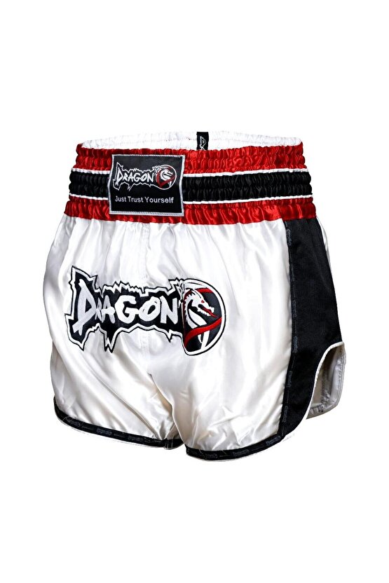 Dragon Retro Şort Muaythai Kick Boks  3,5 mt Bandaj ve Şeffaf Dişlik Kickboks Muay Thai 3lü Set