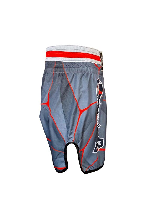 KB243 Kick Boks Şortu Kick Boxing Antrenman Şortu Gri Desenli Şort