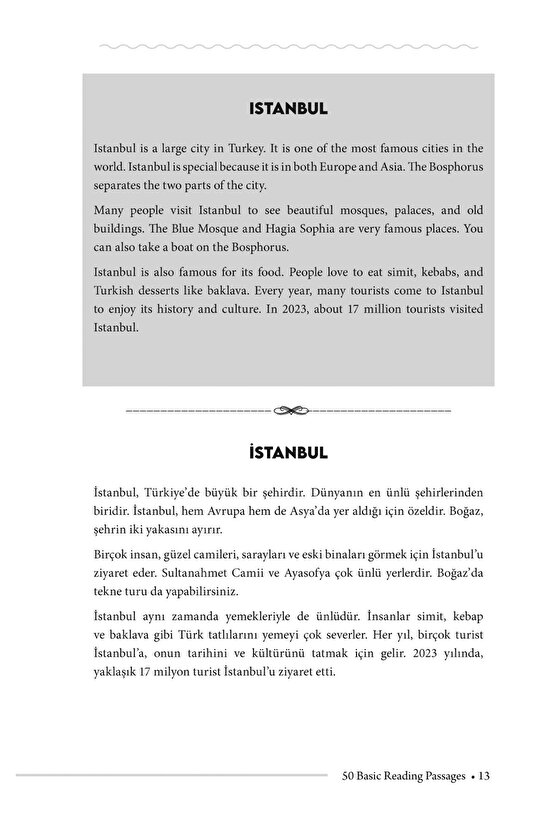 50 Basic Reading Passages  Aksen Kahraman  İkinci Adam Yayınları  9786253735586