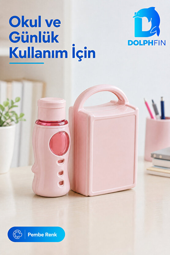Pembe Suluklu Beslenme Kabı Seti 750 ml + 850 ml
