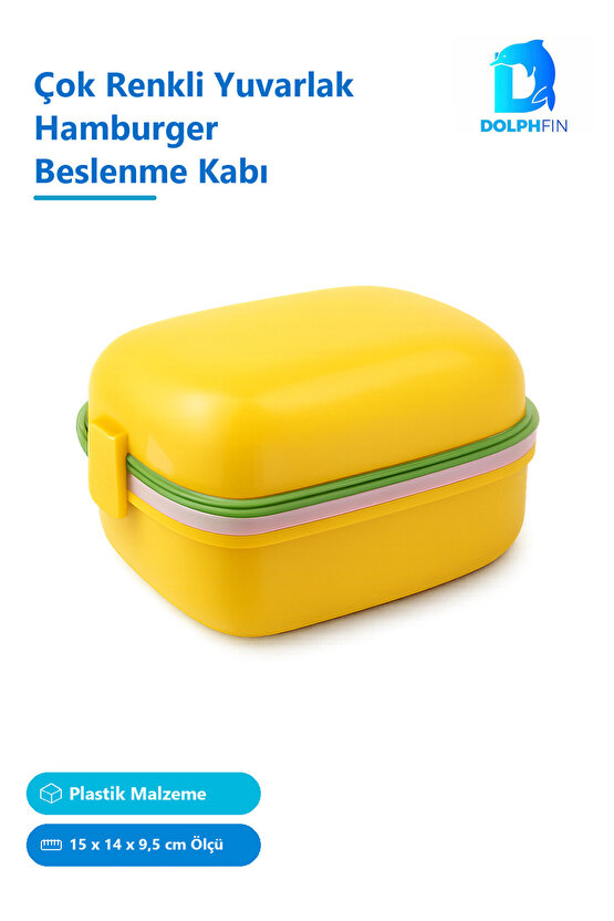 Yuvarlak Hamburger Beslenme Kabı Çok Renkli 15 x 14 x 9,5 cm