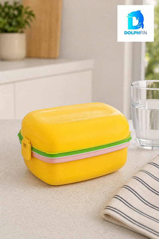 Yuvarlak Hamburger Beslenme Kabı Çok Renkli 15 x 14 x 9,5 cm