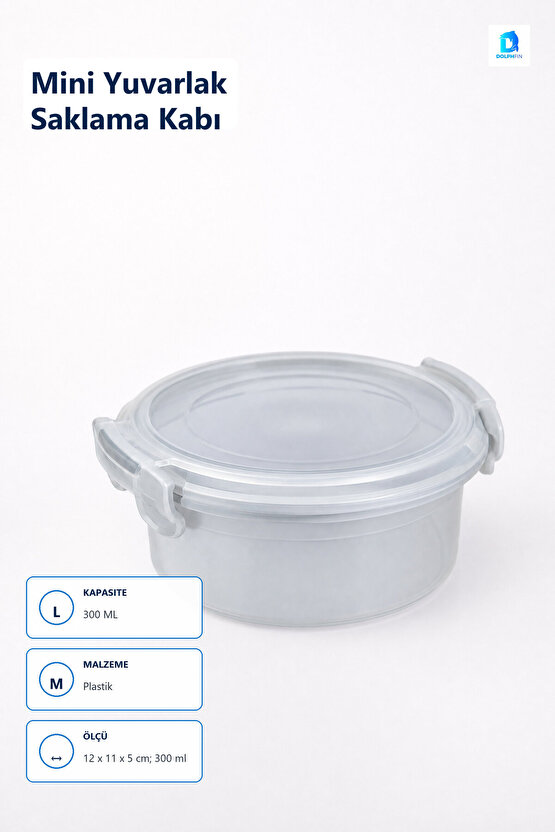 Mini Yuvarlak Saklama Kabı 300 ml Çok Renkli