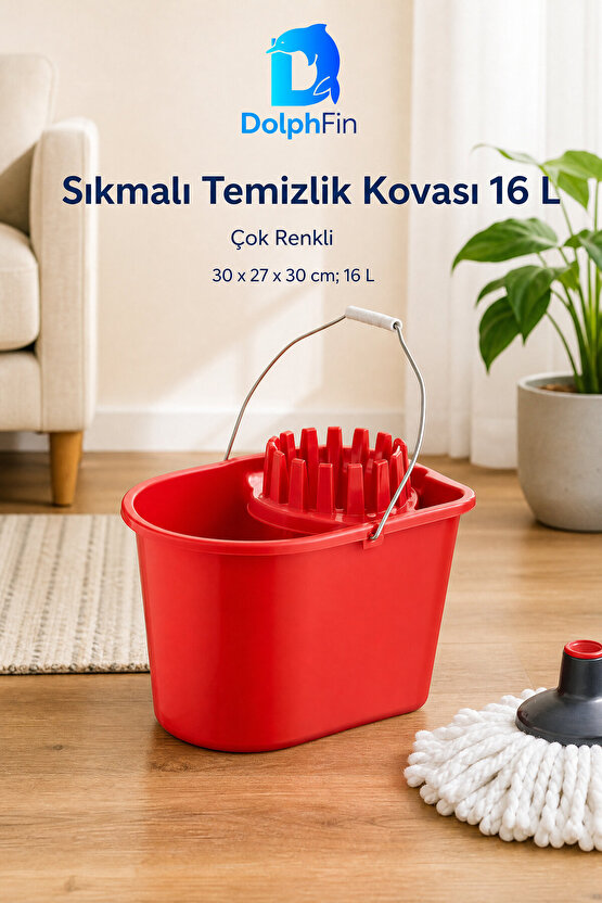 Sıkmalı Temizlik Kovası 16 L Çok Renkli AK 007
