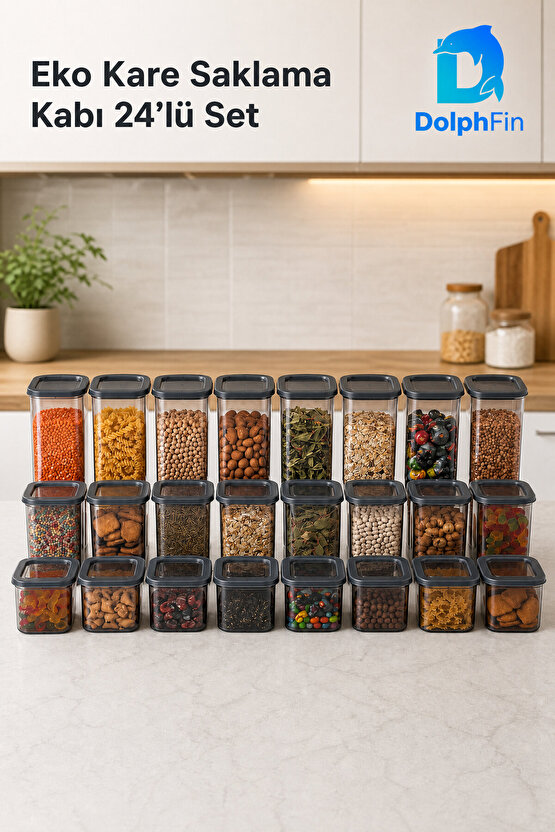 Eko Kare Saklama Kabı 24lü Set 65013001900 ml Siyah