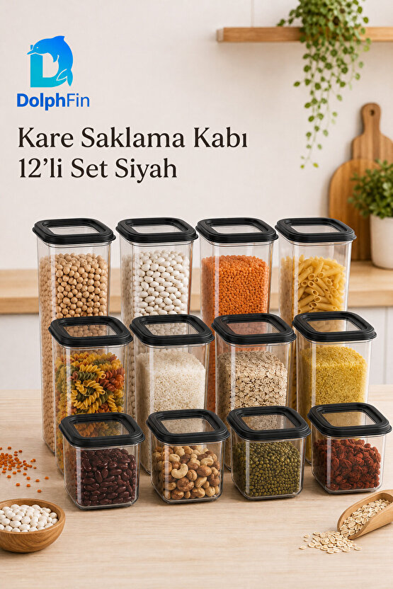 Kare Saklama Kabı 12li Set Siyah 65013001900 ML