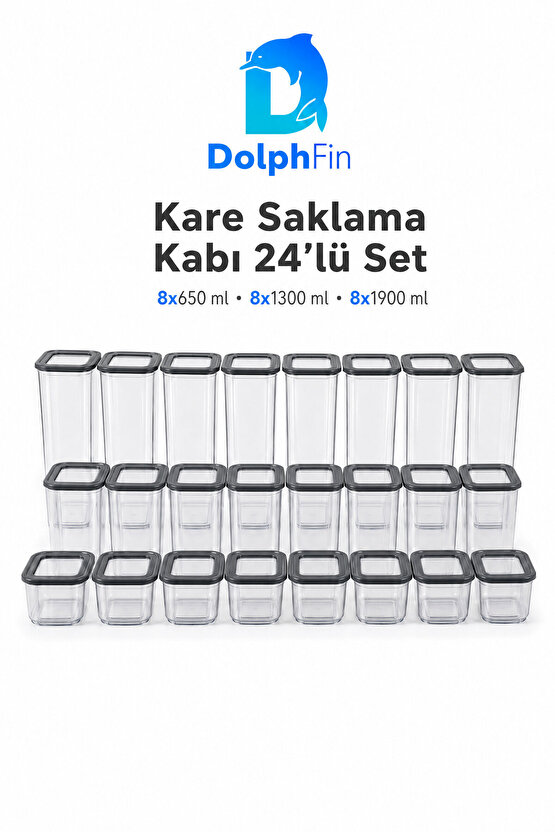 Kare Saklama Kabı 24lü Set Siyah 65013001900 ml