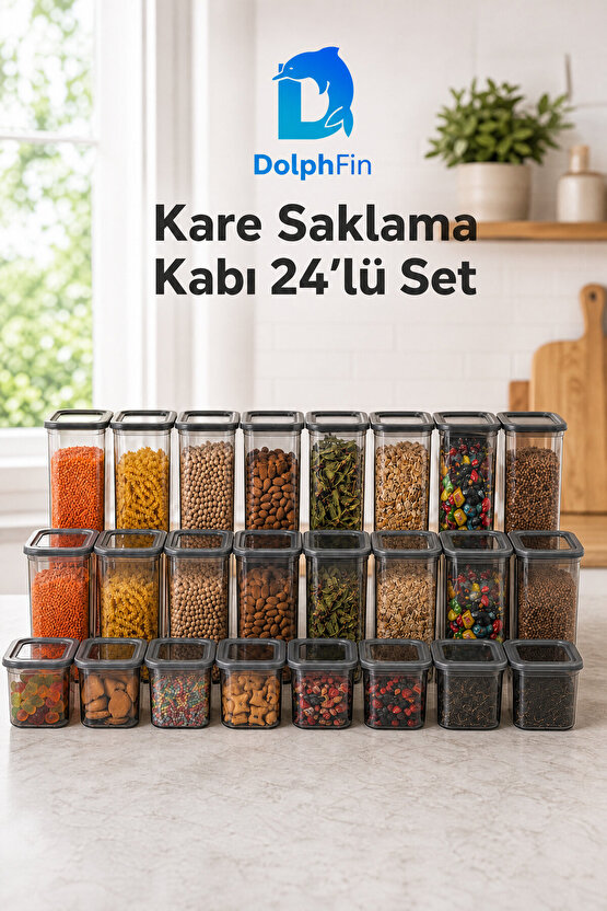 Kare Saklama Kabı 24lü Set Siyah 65013001900 ml