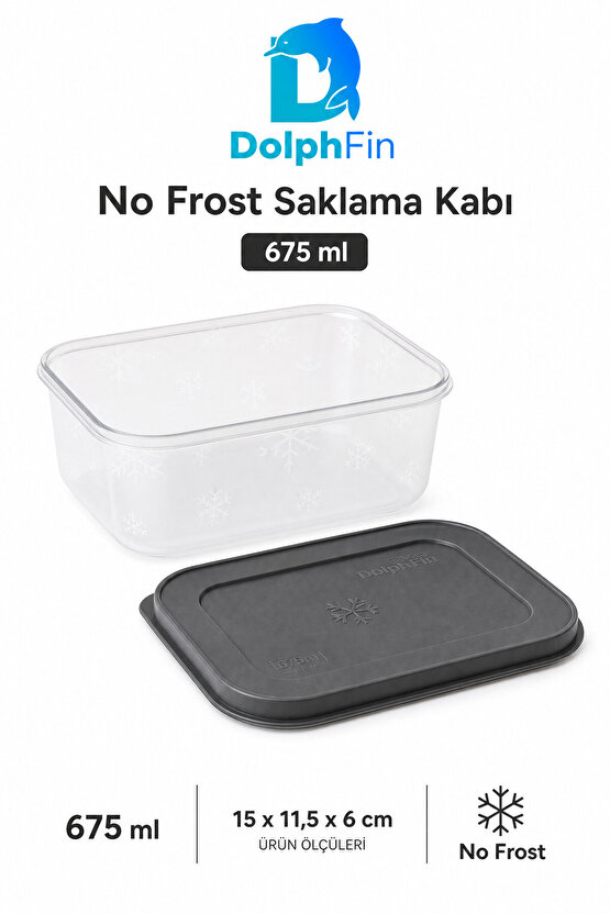 No Frost Saklama Kabı 675 ml Siyah 15 × 11,5 × 6 cm
